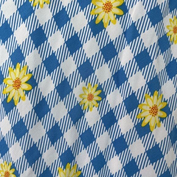 Staud Milla Blue Gingham Daisy Floral Print V-Neck Puff Sleeve Mini 12 NWT $218 - Picture 5 of 5